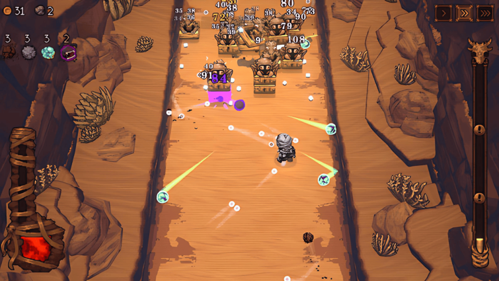 『BALL x PIT』では、プレイヤーはキャラクターを操作し、ボールを発射して敵や障害物を攻略します。